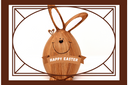 Easter bunny image, smiling with HAPPY EASTER written on chest