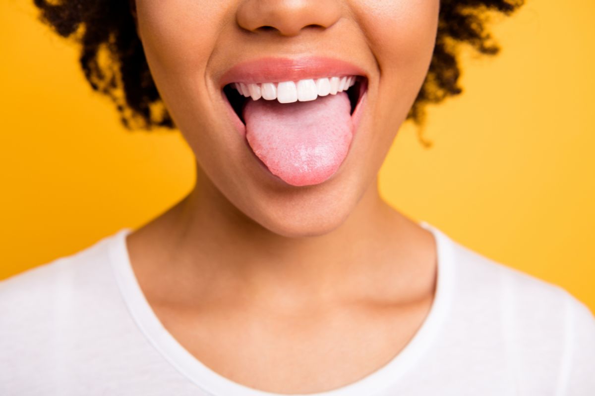 Tongue sticking out of mouth