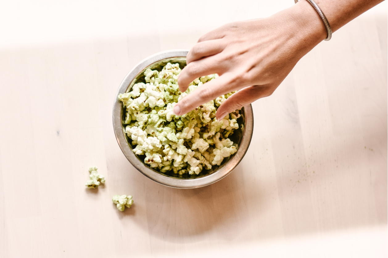 Eating popcorn