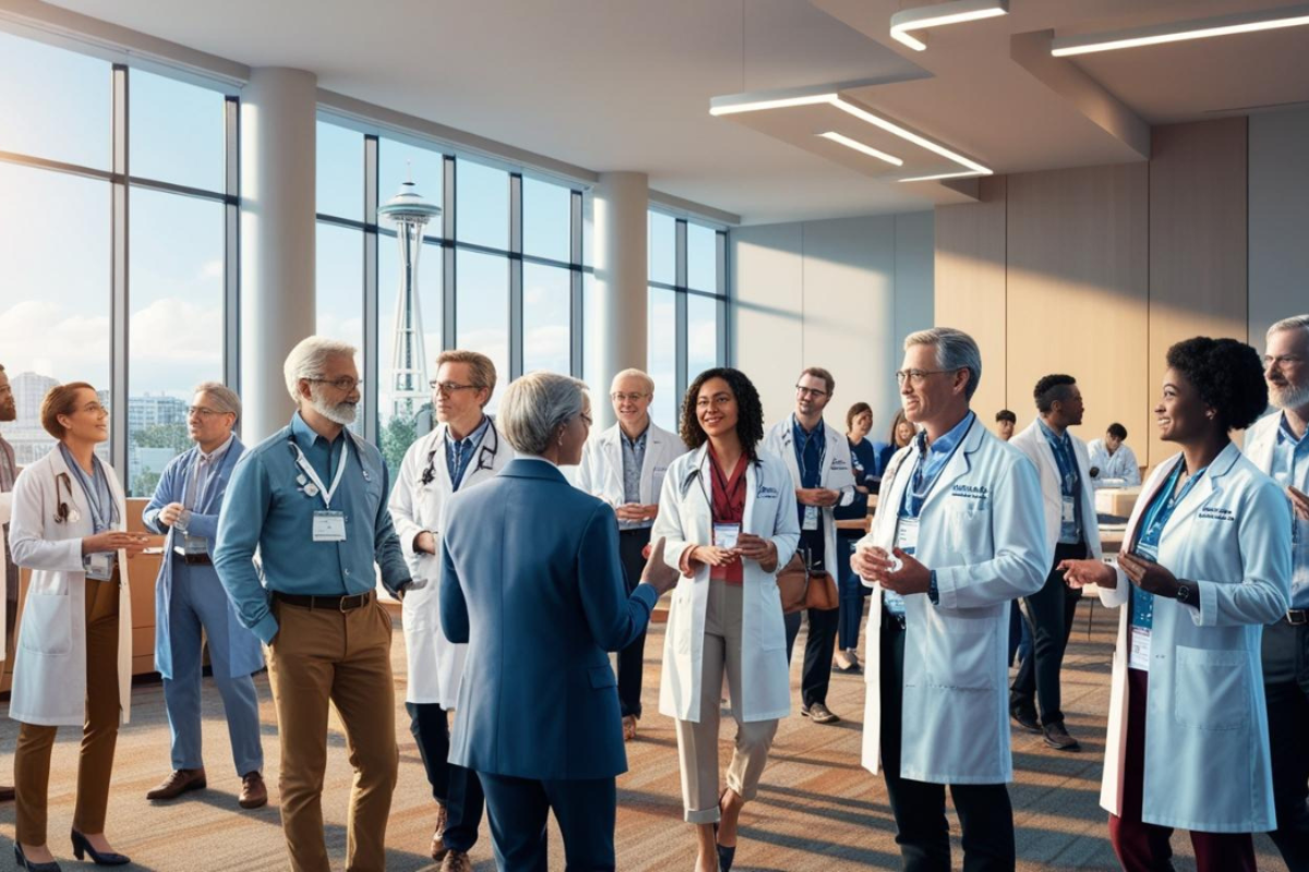 scientist in a room discussing sleep related topics