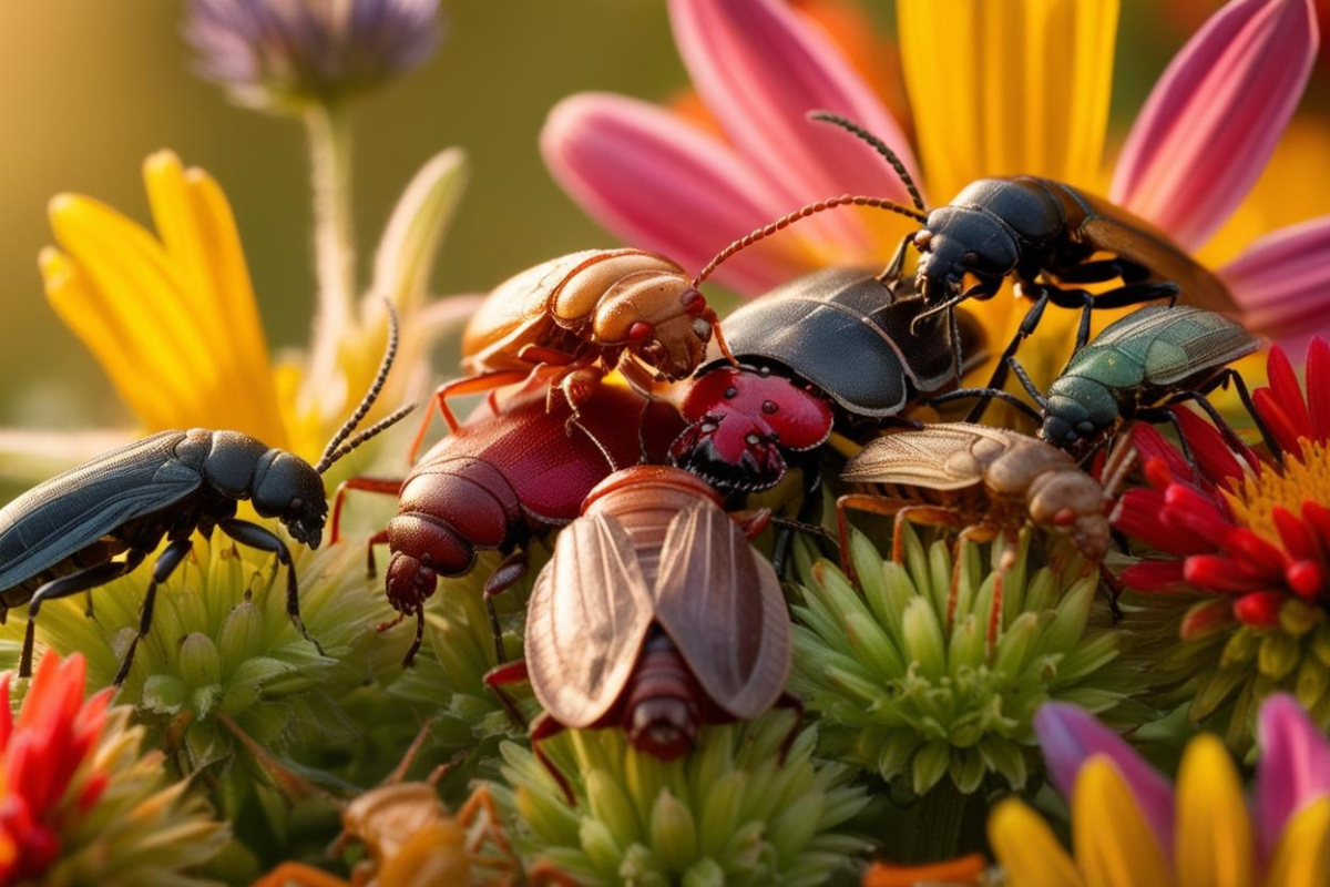 colorful image of insects resting