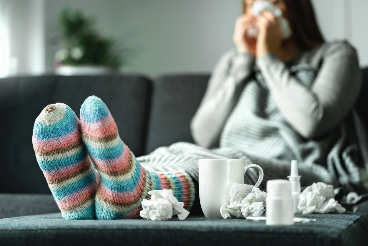 woman with cold and flu