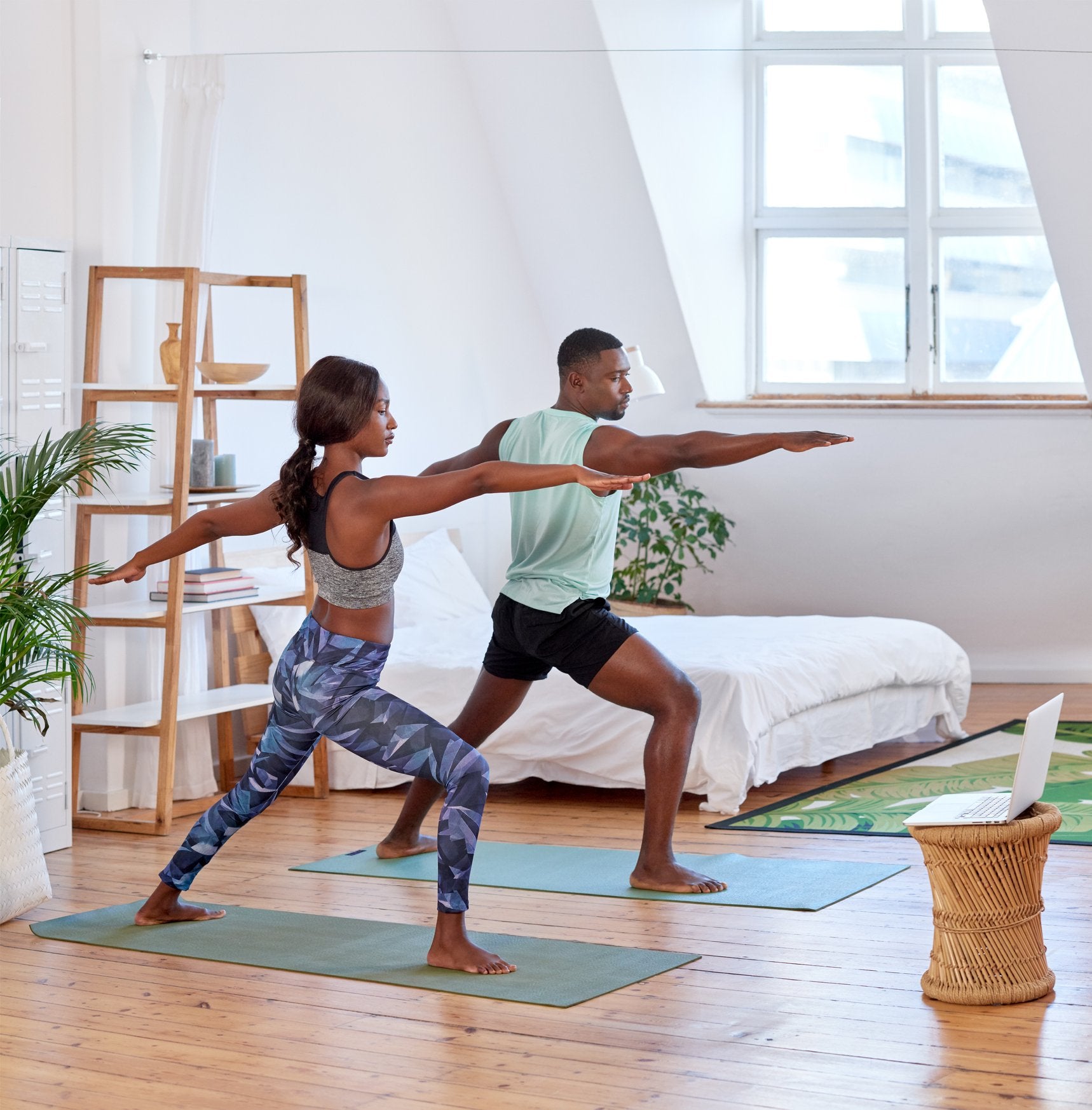 Couple doing yoga - Exercise and sleep