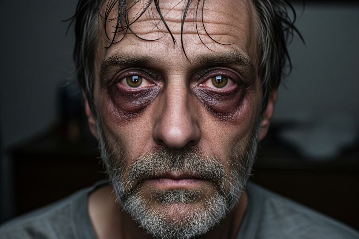 man with sleep deprivation look