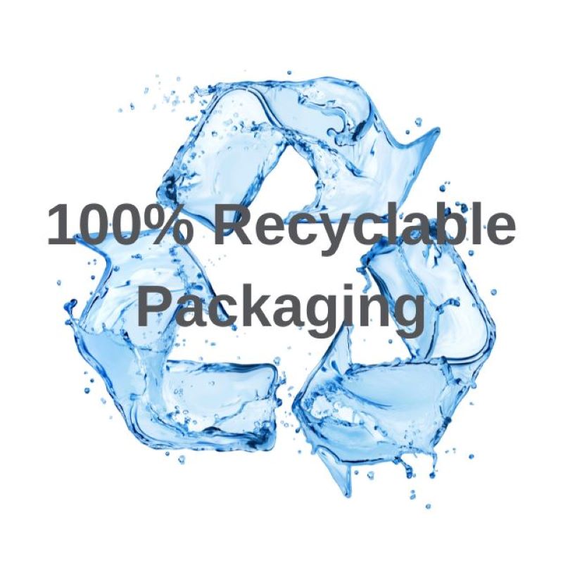 100% recyclable packaging emblem