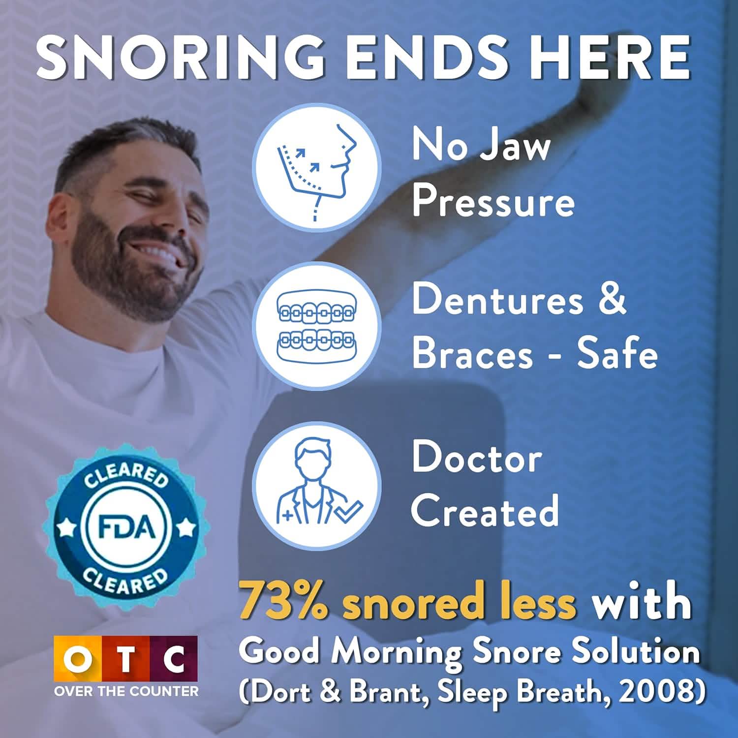 Snoring Ends Here. Shows the mouthpiece is doctor-created, FDA-cleared.