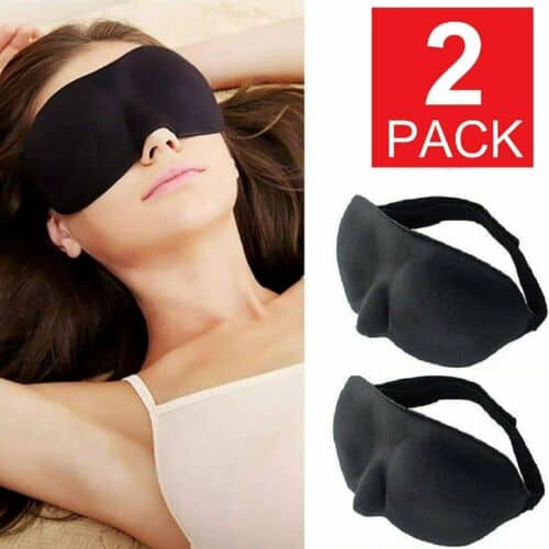 lady demonstrating wearing a sleep mask